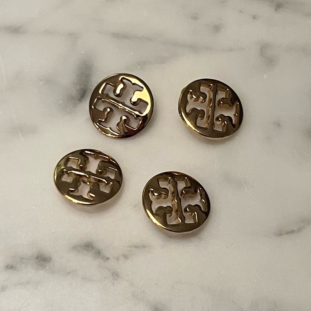 Lot Of 4 TORY BURCH Gold Tone Metal 1” Buttons Logo Repair Replacement